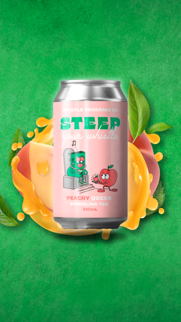 Whistle Beverage Co Steep Your Whistle Peachy Queen Sparkling Iced Tea 330ml